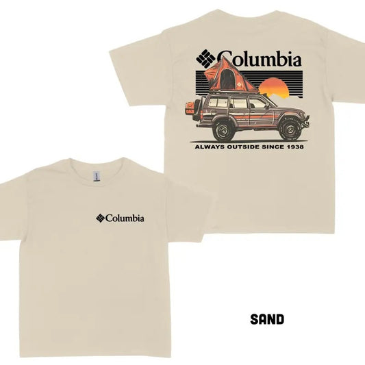 Columbia Crawl Trip 2 Sides T-Shirt, Columbia Sun Always Outside 1938 T-shirt, Menswear, Unisex Cotton, Classic Tops Classic Menswear Tops Streetwear Tshirt