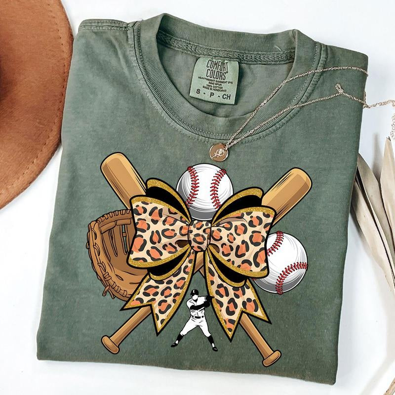 Comfort Colors Baseball Mama Shirt, Leopard Baseball Mama Tee, Coquette Leopard Baseball Shirt, Game Day T-shirt