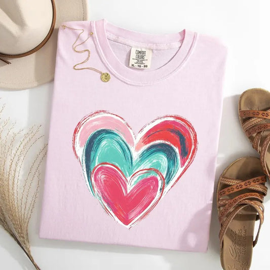 Comfort Colors Brushstroke Heart Shirt, Valentines Day Heart Shirt, Valentine's Day Gift, Women's Love Shirt