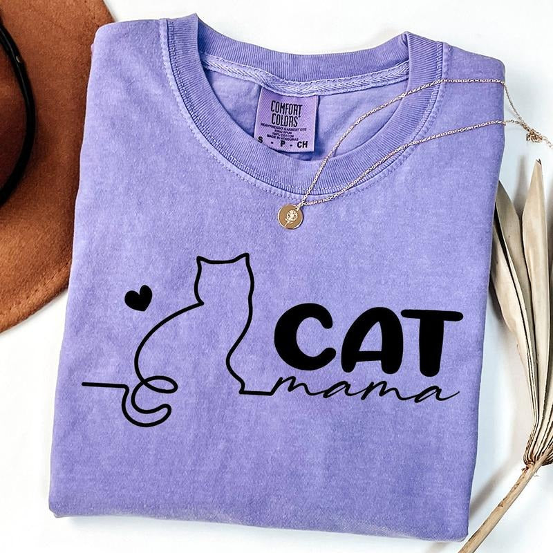 Comfort Colors Cat Mama Shirt, Cat Mom Shirt, Mother's Day Gift for Cat Mom