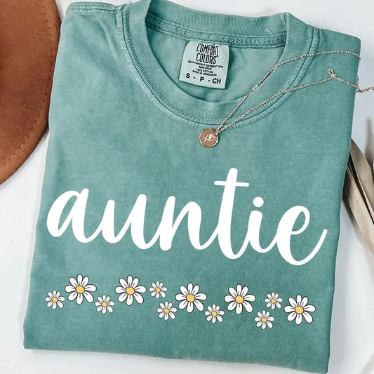 Comfort Colors Floral Daisy Auntie Shirt Gift for Aut, New Aunt Gift, Mother's Day Gift