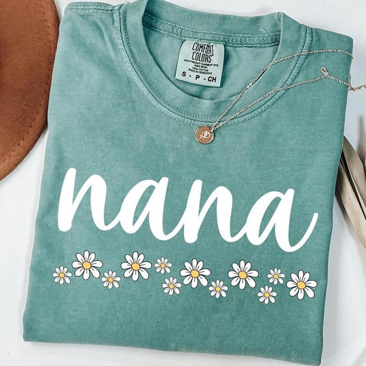 Comfort Colors Floral Daisy Nana Shirt, New Nana Gift, Mother's Day Gift