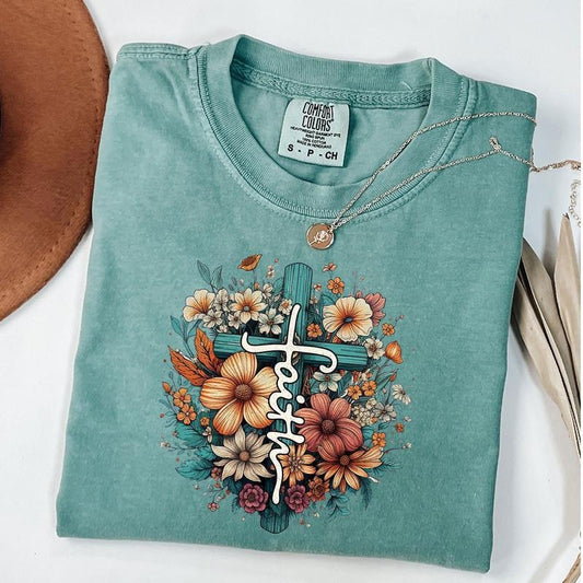 Comfort Colors Floral Faith Shirt, Jesus Shirt, Women's Bible Shirt, Christian Shirt, Floral Religious T-Shirt, Christian T-Shirt, Bible Verse