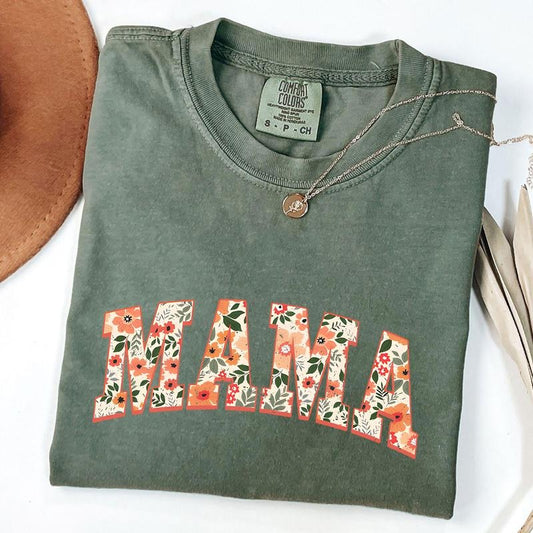 Comfort Colors Floral Mama Shirt, Cute Mom T-Shirt, Mother's Day Gift, New Mom Gift