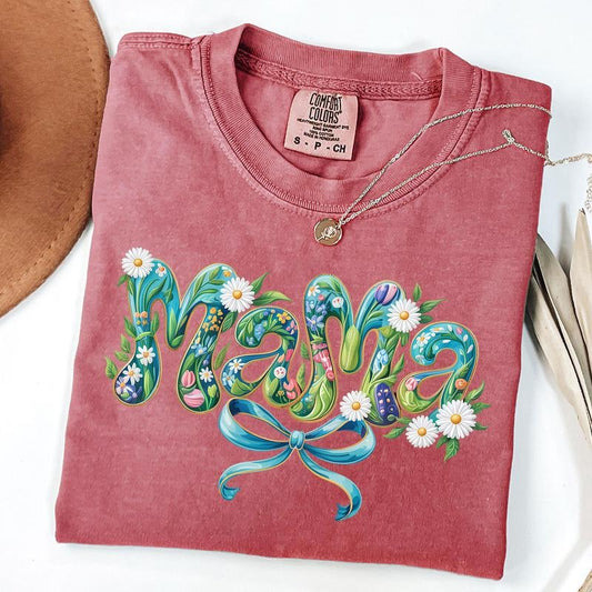 Comfort Colors Floral Mama T-Shirt, Preppy Mama Tee, Mama Flower Shirt, Mothers Day Gift