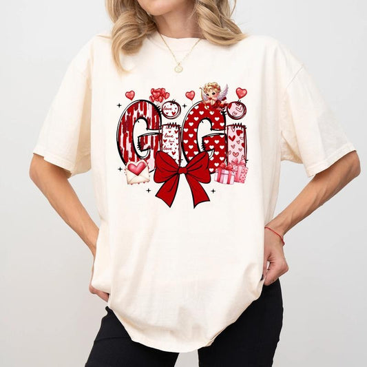 Comfort Colors Gigi Valentine Shirt, Valentines Day Gigi Gift, Gigi Heart T-Shirt, Valentine's Day Shirt, New Grandma Gift