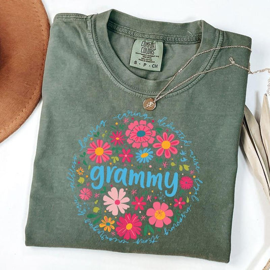 Comfort Colors Grammy Mothers Day For Grandma Wildflower Floral Women T-Shirt