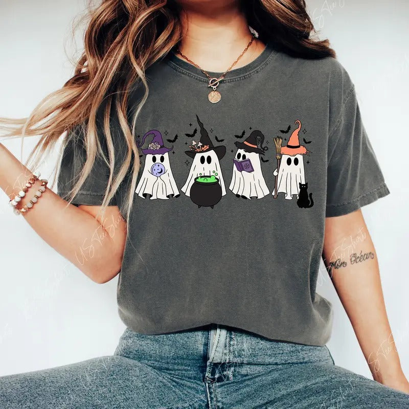 Comfort Colors Halloween Ghost Shirt, Cute Ghost Shirt, Women's Halloween Shirt, Spooky Season Shirt, Halloween Party, Gift For Halloween
