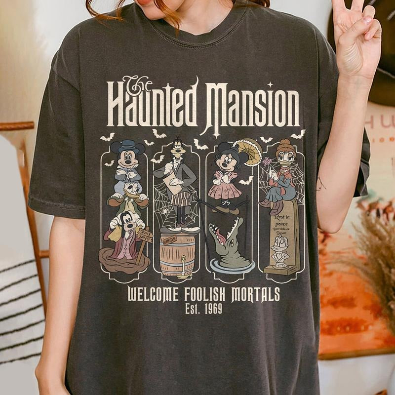 Comfort Colors Halloween Haunted Mansion Shirt, Mic.key and Friends Halloween Shirt, Not So Scary Halloween Party