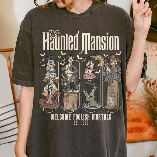 Comfort Colors Halloween Haunted Mansion Shirt, Mic.key and Friends Halloween Shirt, Not So Scary Halloween Party