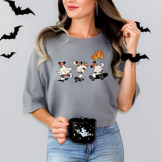 Comfort Colors Halloween Mic.key Ghost Skateboarding Shirt, Halloween Women's Shirt, Spooky Season Shirt