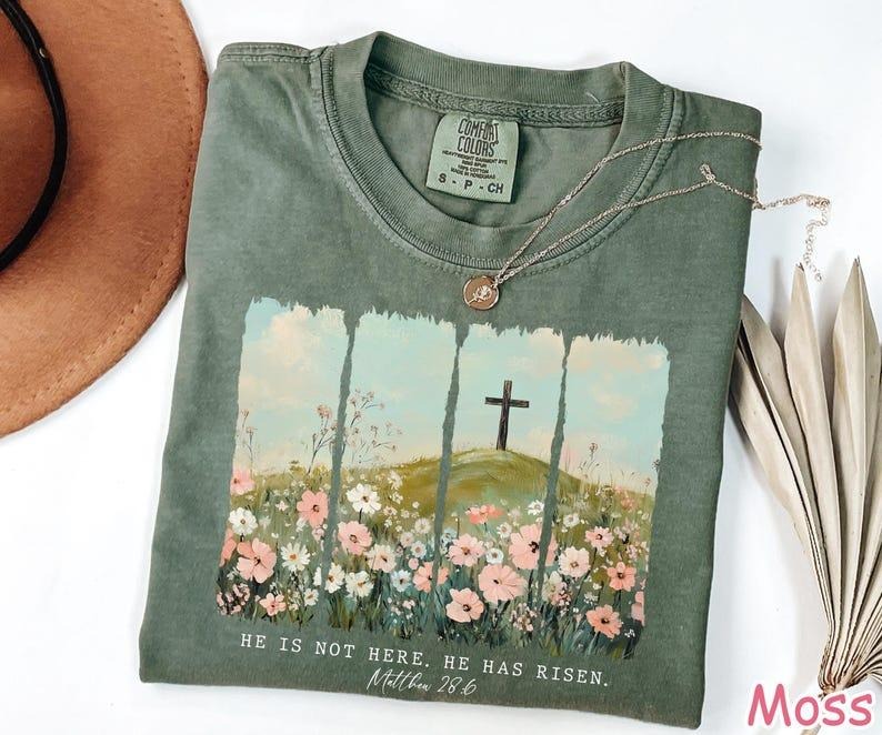 Comfort Colors He Is Not Here, He is Risen Shirt, Easter Christian Tee, Religious Tshirt, Jesus Lover Gift, Inspirational Shirt, Motivational Gift