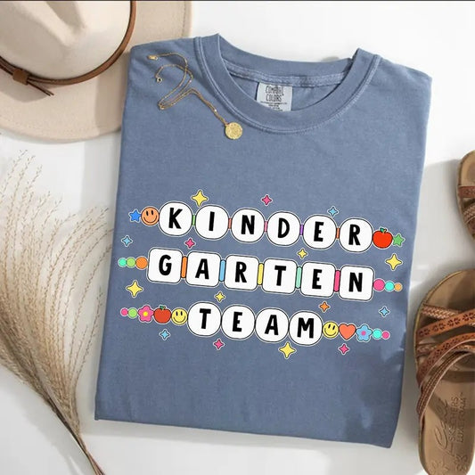 Comfort Colors Kindergarten Teacher Shirt, Kindergarten Team Shirt, Cute Kindergarten Team Shirt, Teacher T-Shirt