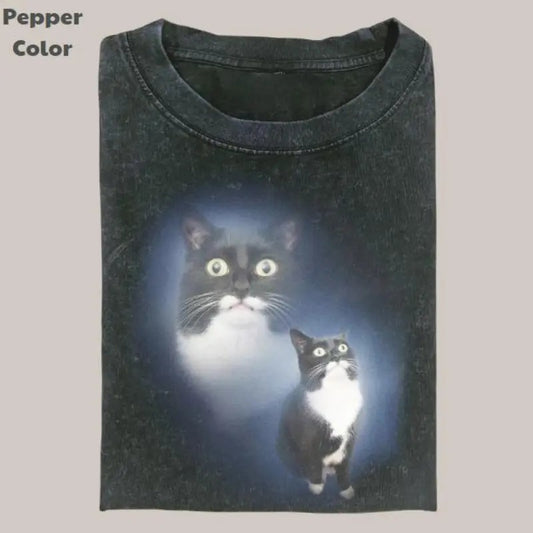 Comfort Colors Retro Funny Vintage Graphic Tee, Pet Cat Portrait T-Shirt, Unisex Meme Cringe Funny Dumb Shirt, Menswear Womenswear Streetwear