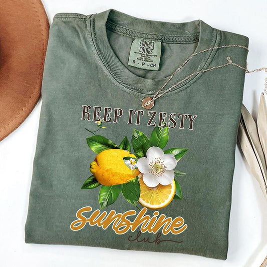 Comfort Colors Retro Keep it Zesty Sunshine Club Shirt, Lime T-Shirt, Vintage Fruit Label Tee