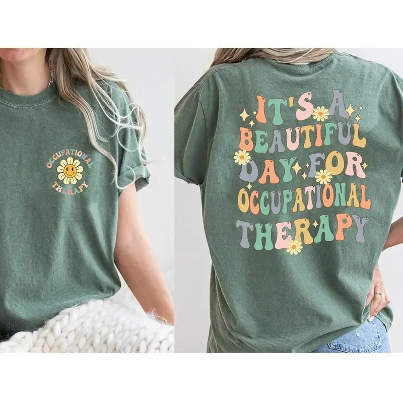 Comfort Colors Retro Occupational Therapy Shirt, Cute OT Shirt, Special Education Shirt, Funny Therapist Shirt, Aesthetic Therapy Womenswear Tee