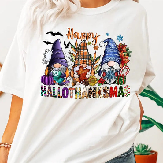 Comfy Hallothanksmas Shirt: Perfect for Gnome Lovers During the Spooky Season