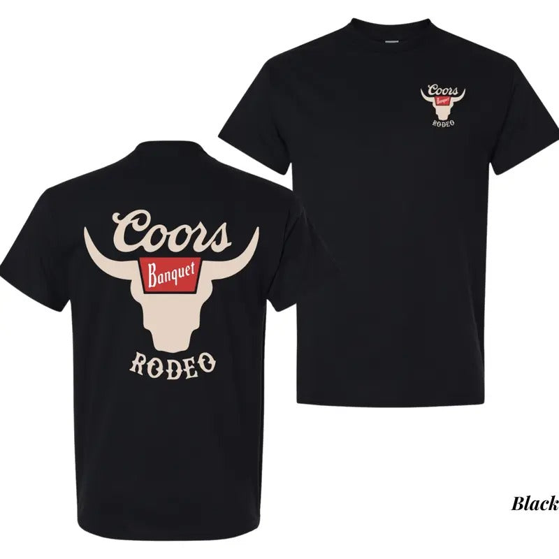Coors Banquet Rodeo Horns T-shirt, Coors Rodeo Shirt, Cotton Fabric Soft Top Menswear