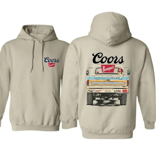 Coors Banquet Vintage Truck Graphic Hoodie - Soft and Comfy for Men - Sweatshirts, Menswear