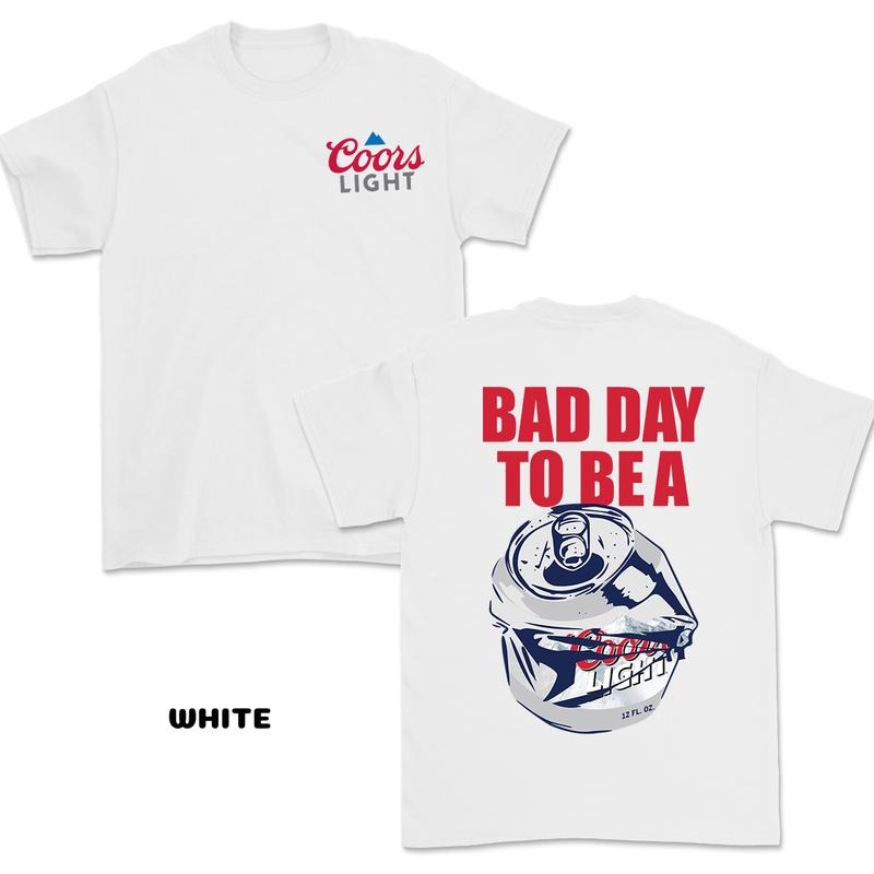 Coors Light Graphic Tees for Men, Funny Beer Can Design with Bad Day to Be a Beer Message, Trendy Casual Apparel