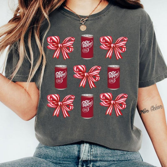 Coquette Bow Dr Pepper Tee Shirt, Coquette Red Bow Dr Pepper Sweatshirt, Dr Pepper Sweater, I Need A Dr Pepper Shirt, Funny Soda T-Shirt, Gift For Soda Lovers