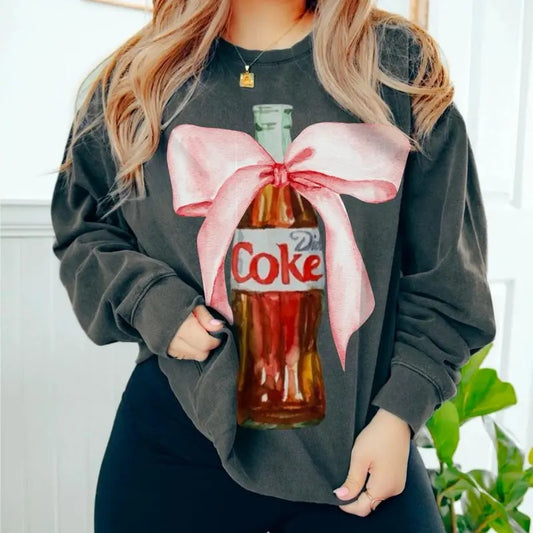 Coquette Girlie Water Color Diet Coke Shirt, Pink Bow Diet Coke Sweatshirt, I Need A Diet Coke Crewneck, Birthday Valentine Christmas Gift, Soda Lover Shirt, Diet Coke Sweater, Coke Bottle with a Bow Hoodie