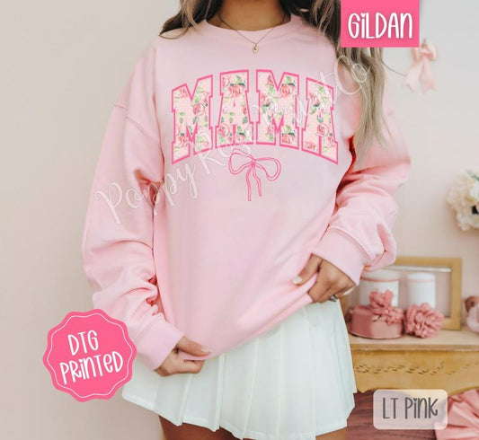 Coquette Mama Sweatshirt, Cute Mom Sweater, Trendy Floral Bow Crewneck, Mother's Day, Gift for Her