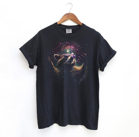 Cosmic Raccoon T Shirt, Vintage Comfort Colors Graphic Tee