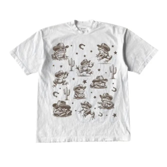 Cowboy Frogs Western Cowboy Vintage T-Shirt, Retro 90s Frog Cowgirl Desert Shirt, Funny Ranch FrogT Shirt, Unisex Fun Tee, Toad Lovers Gift. Menswear