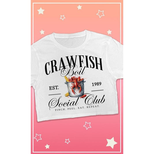Crawfish Boil Social Club Graphic Crop Top T-Shirt