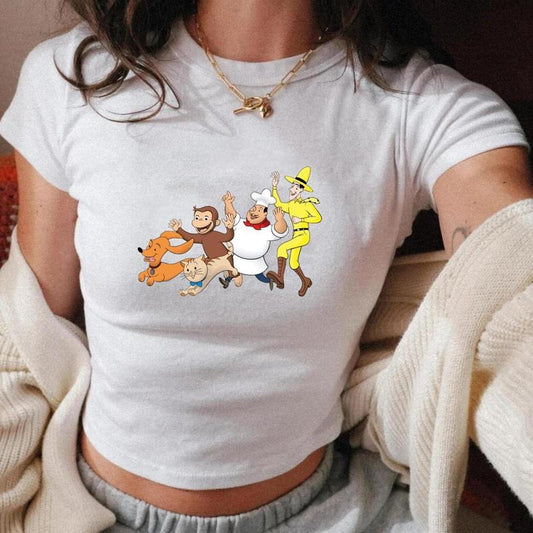 Curious George and Friends Baby Tee, Favorite Stories by Curious George Baby Tee, 100% Cotton Graphic Tee, Fitted Style, Casual Wear