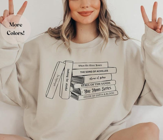 Custom Bookshelf Bookworm Sweatshirt, Librarian Shirt, Booktok Merch, Librarian Shirt, Book Lover Shirt, Custom Reader Shirt, Reading Shirt, Custom Book Name Sweatshirt