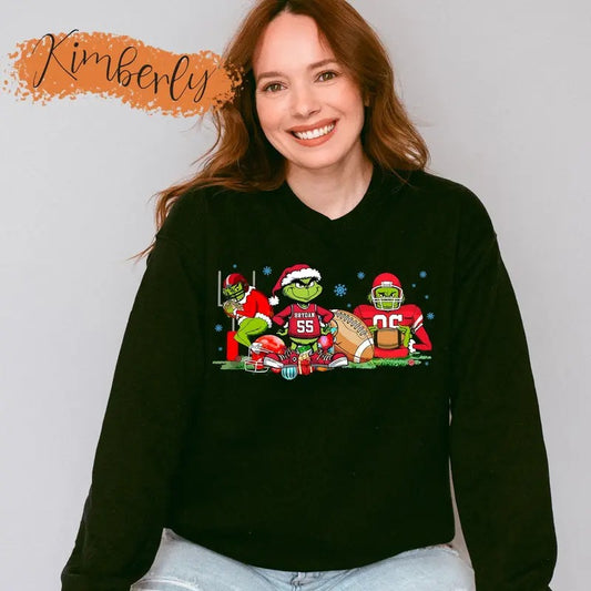 Custom Name Grinn chy Football Christmas Shirt, Custom Football Shirt, Christmas Football Shirt, Grrinnchmas Shirt, Football Mom Shirt,Xmas Gift