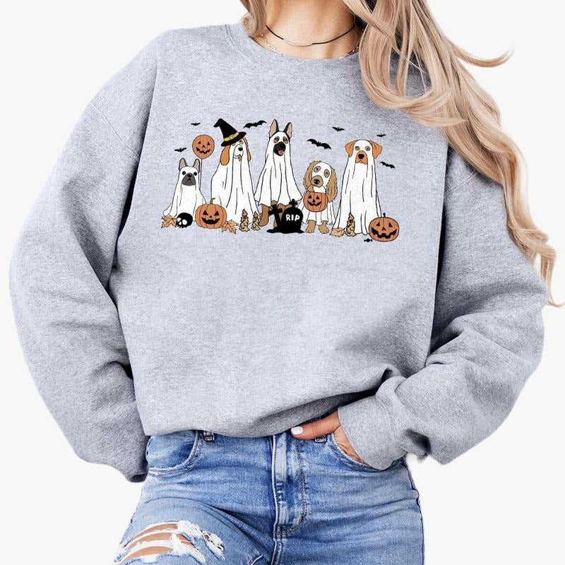 Сute Ghost Dog Shirt, Ghost Dog Tee, Dog Lovers Tshirt, Halloween Cute Sweatshirt, Halloween Dog T-shirt, Spooky Season Gift, Halloween Dog Sweatshirt, Comfort Shirt for Dog Lover, Ghost Dog Shirt, Spooky Season Tee, Halloween Tee for Women, Women Top