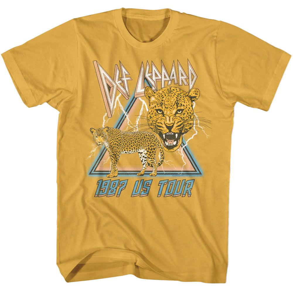 Def Leppard - 1987 Lightning And Leopards - American Classics - Solid Yellow Adult Short Sleeve T-Shirt