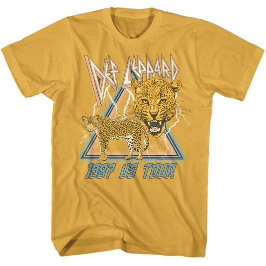 Def Leppard - 1987 Lightning And Leopards - American Classics - Solid Yellow Adult Short Sleeve T-Shirt