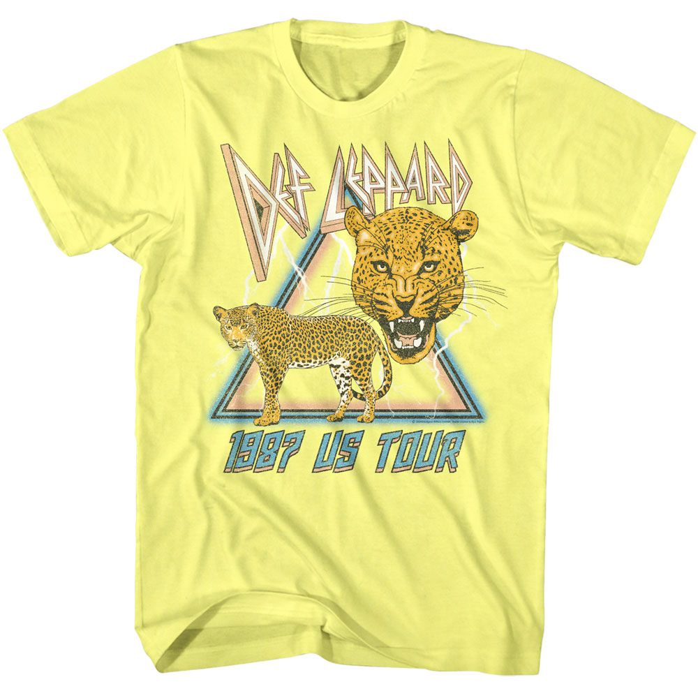 Def Leppard - 1987 Lightning And Leopards - American Classics - Heather Yellow Adult Short Sleeve T-Shirt