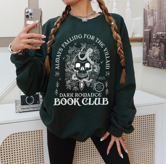 Dark Romance Book Club Sweatshirt, Vintage Dark Romance Hoodie, Book Lovers, Romantasy, Retro Readers Shirt, Book Nerds Unisex Soft Comfort Crewneck Pullover Long Sleeves Graphic Fabric Sweater