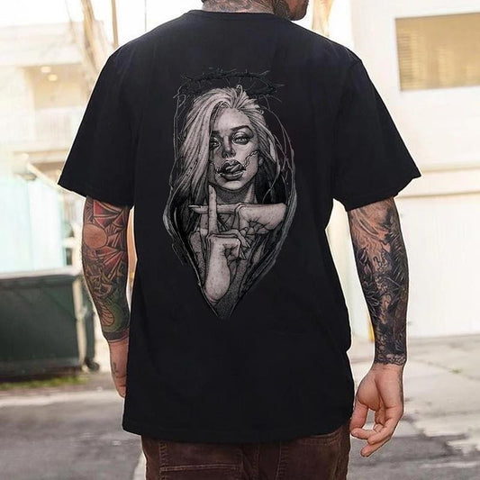 Darkness Thorn Angel T-shirt - Naughty Clothes Men Cotton Menswear