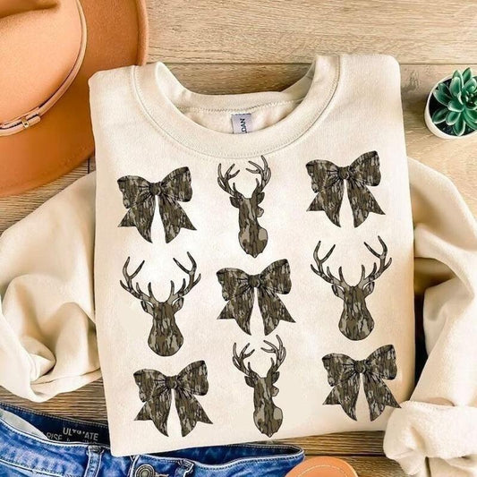 Deer Hunt Camo Coquette Bow shirt, Old School Camo shirt, Girls Camo Bow Shirt, Huting, Coquette Bow shirt, Camo Dude shirt