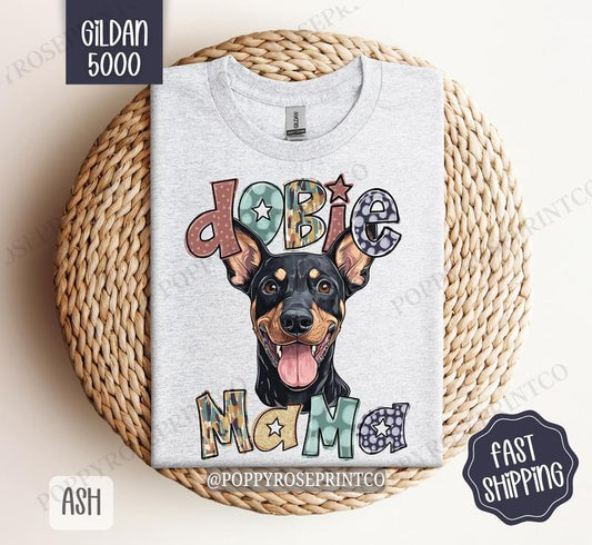 Doberman Mama Shirt Gildan, Dog Mom Women's Tee, Cute Dobie Mama Women's Tshirt Plus Sizes