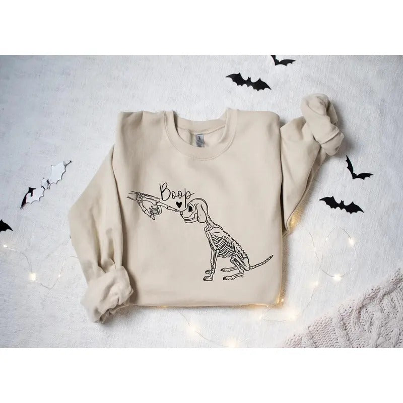 Dog Skeleton Sweatshirt Funny Dog Shirt Dog Lover Gifts Dog Mom Sweatshirt Spooky Dog Shirt Skeleton Sweatshirt 2023 Happy Halloween