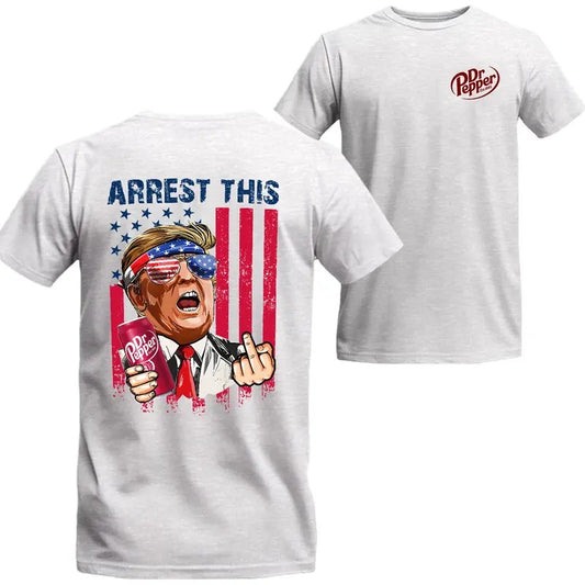 Dr Pepper Arrest This Trummp 2024 T-Shirt Sweatshirt Hoodie, Dr Pepper Shirt, Trummp 2024 Shirt, 2 Sided Graphic Printed Unisex Classic Cotton T-Shirts Comfort Menswear Womenswear Top in all Sizes all Colors
