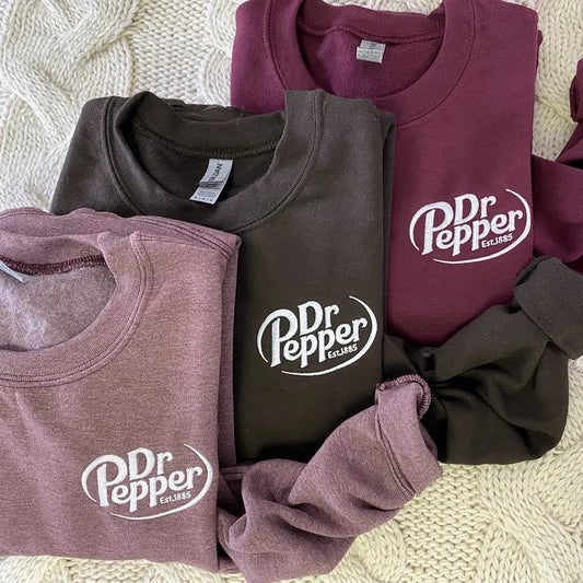Dr Pepper Embroidered Sweatshirt, Celebrate Your Love for Dr Pepper With Our Embroidered Sweatshirt Cotton Menswear Ribbed Sweater  Small Spandex Tops Man