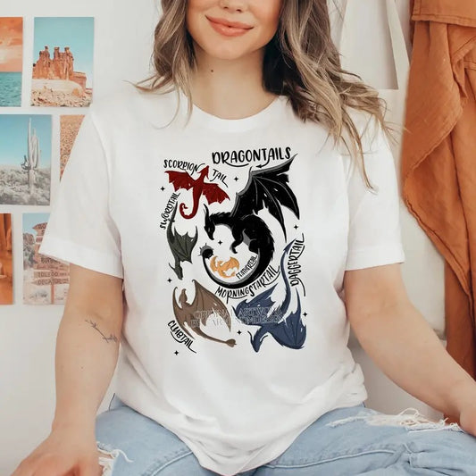 Dragontails Colored - Tairn, Sgaeyl, Andarna and co - Fourth Wing - Rebecca Yarros - OFFICIALLY LICENSED - Tshirt
