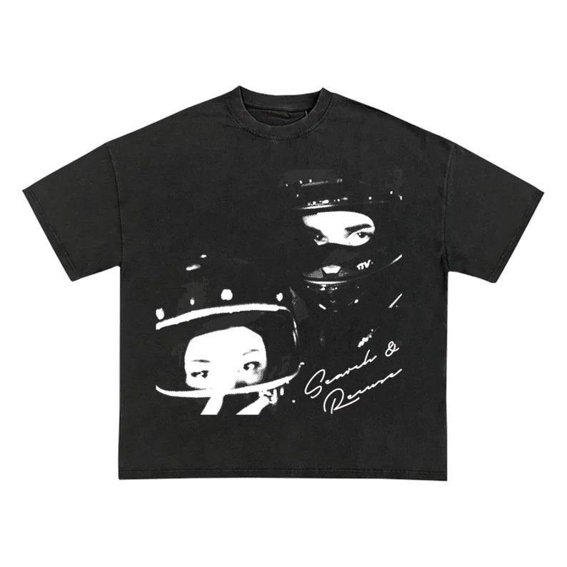 Drak3 Search & Rescue Garment Dyed Heavyweight T Shirt, Graphic Tee Iconic Style for Rap Fans
