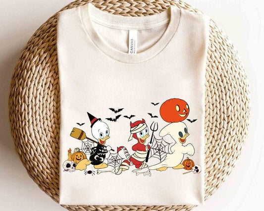 Ducktales Huey Dewey And Louie Halloween T-Shirt, Not So Scary Party Tee, Family Halloween 2024 Trip