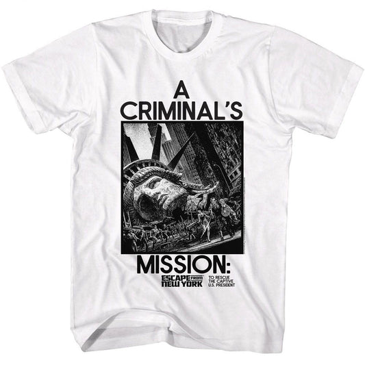 Escape From New York - A Criminals Mission - American Classics - Solid White Adult Short Sleeve T-Shirt