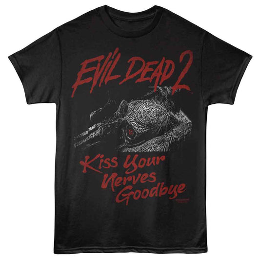 Evil Dead - 2 Kiss Your Nerves Goodbye - American Classics - Front Print Black Adult Short Sleeve T-Shirt