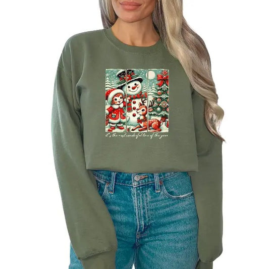 Retro Grunge Christmas Sweatshirt | Classic Holiday Characters w/ Edgy Twist | Vintage-Inspired Festive Pullover | Unisex | Alternative Holiday Style